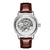 dappertime brown leather dapper silver automatic skeleton watch
