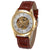 DapperTime automatic brown leather gold skeleton watch