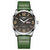 dappertime olive green leather silver case quartz watch