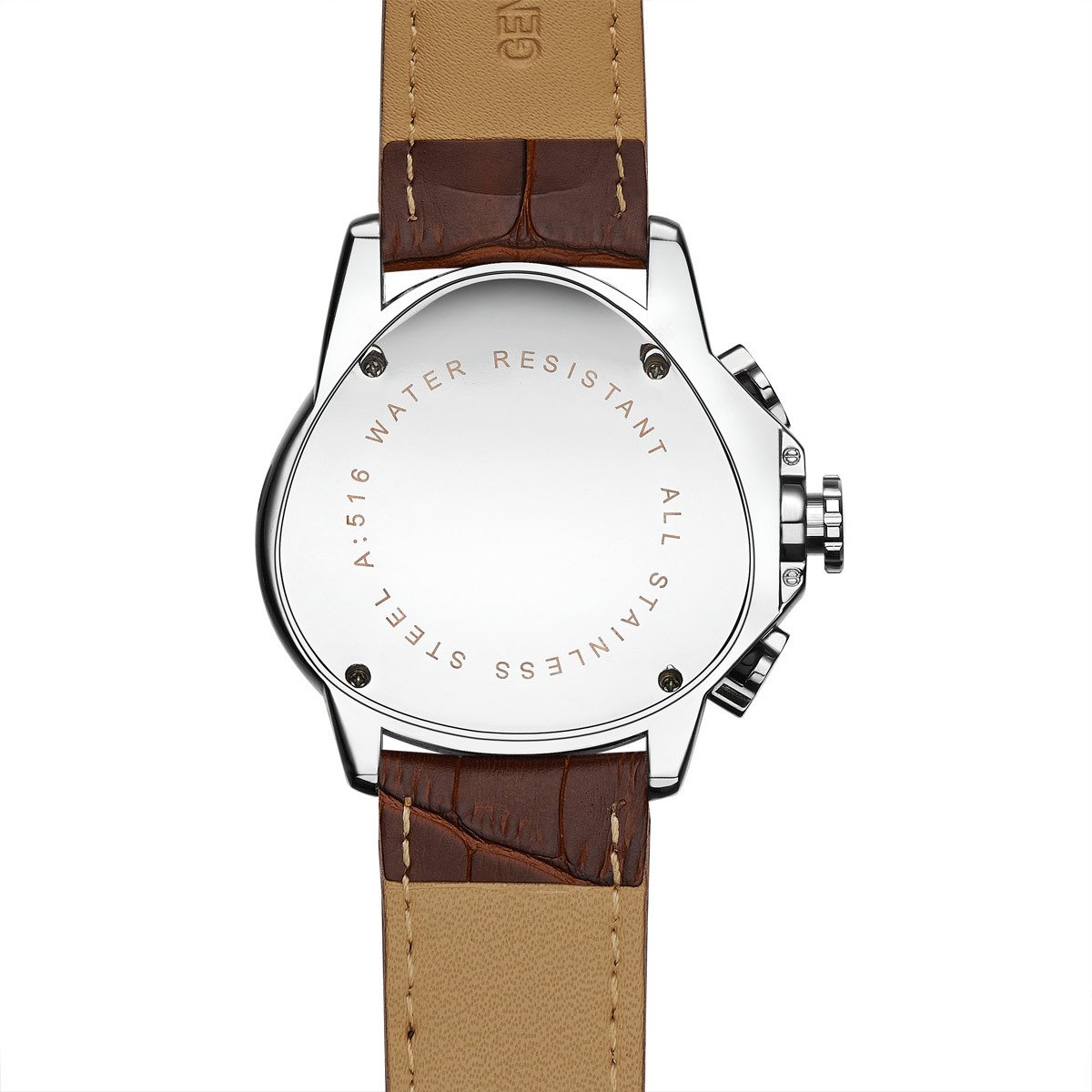 DapperTime aviator unique mechanical brown leather watch